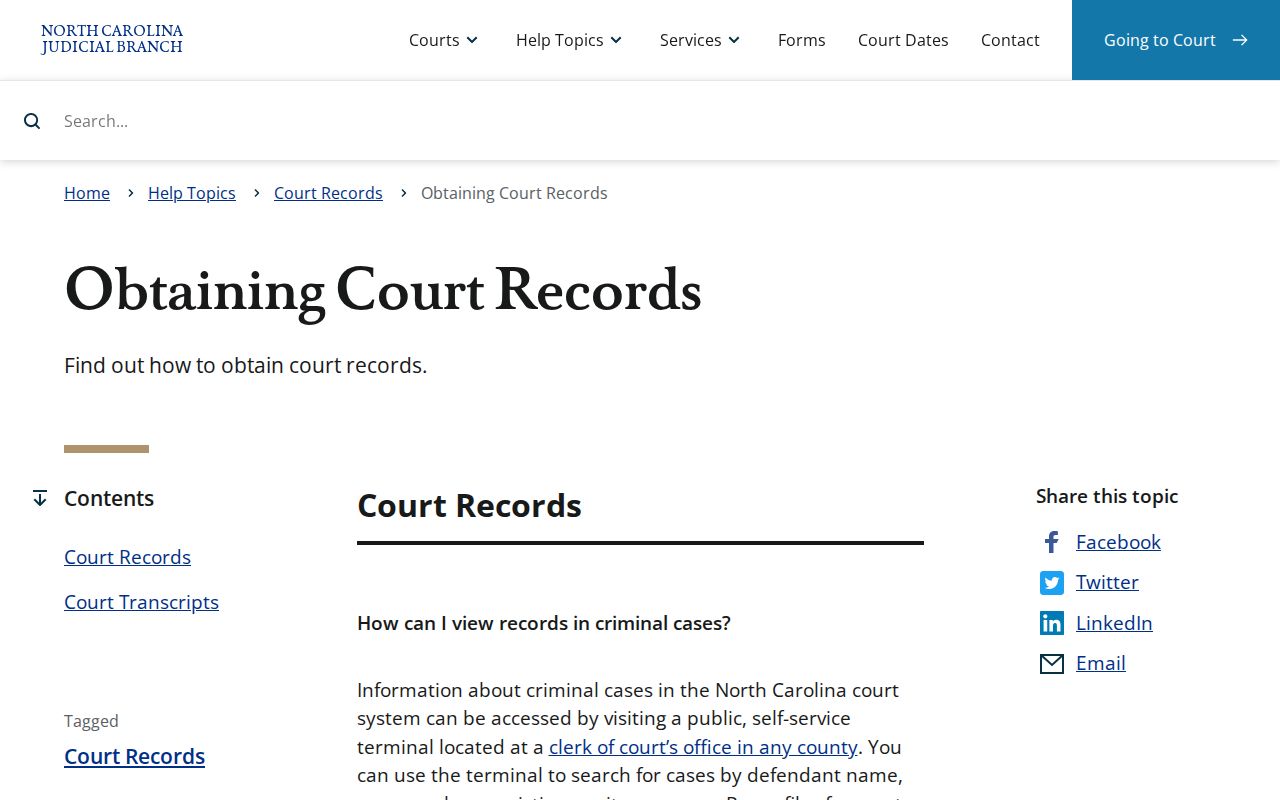 Wake County release record court access options