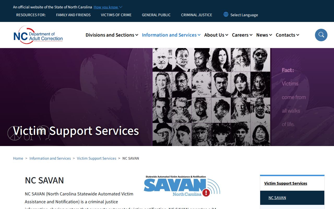 Wake County VINELink inmate check official NC SAVAN page