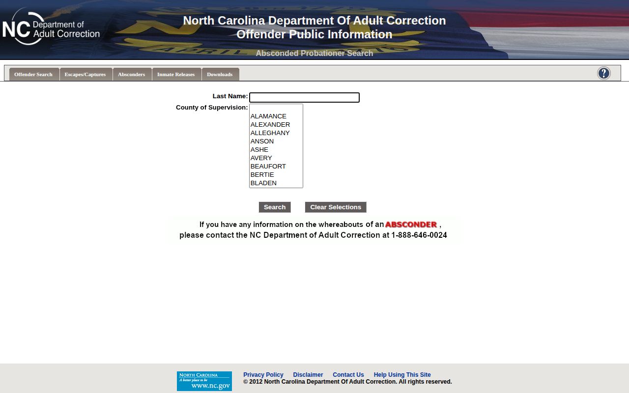 Wake County parole and probation absconder search