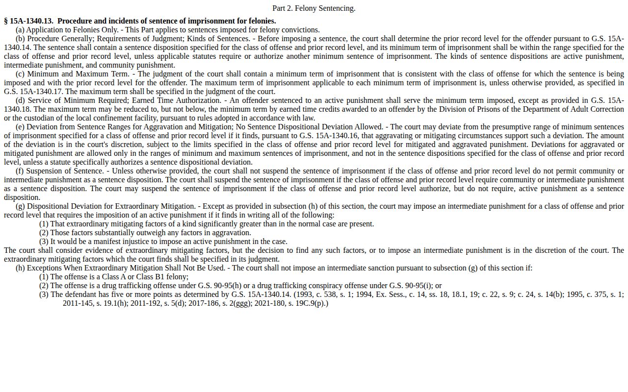Wake County projected release date minimum service statute